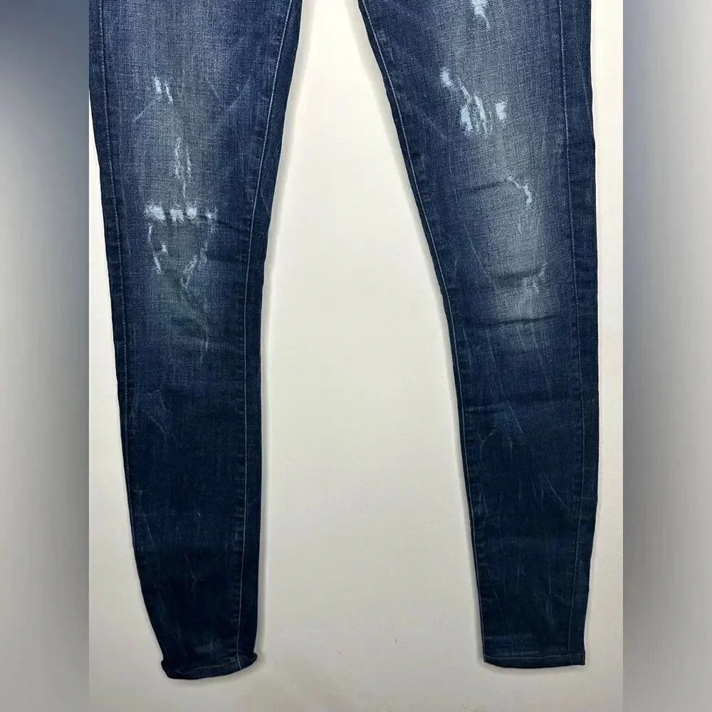 G-Star RAW D-Staq Mid Skinny Jeans Blue Distressed Mens 27x36‎